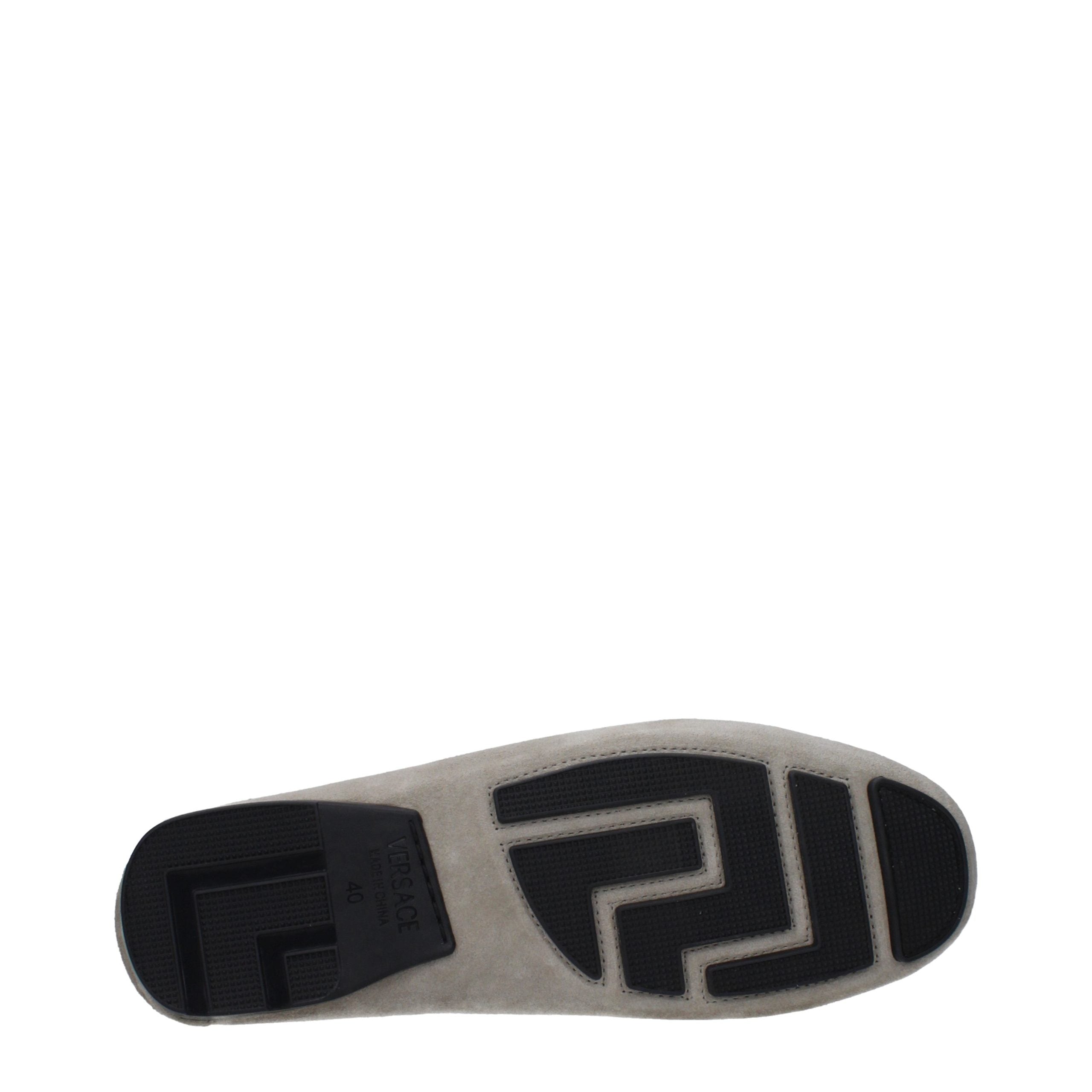 Versace Graue Loafer aus Leder zum Hineinschlüpfen