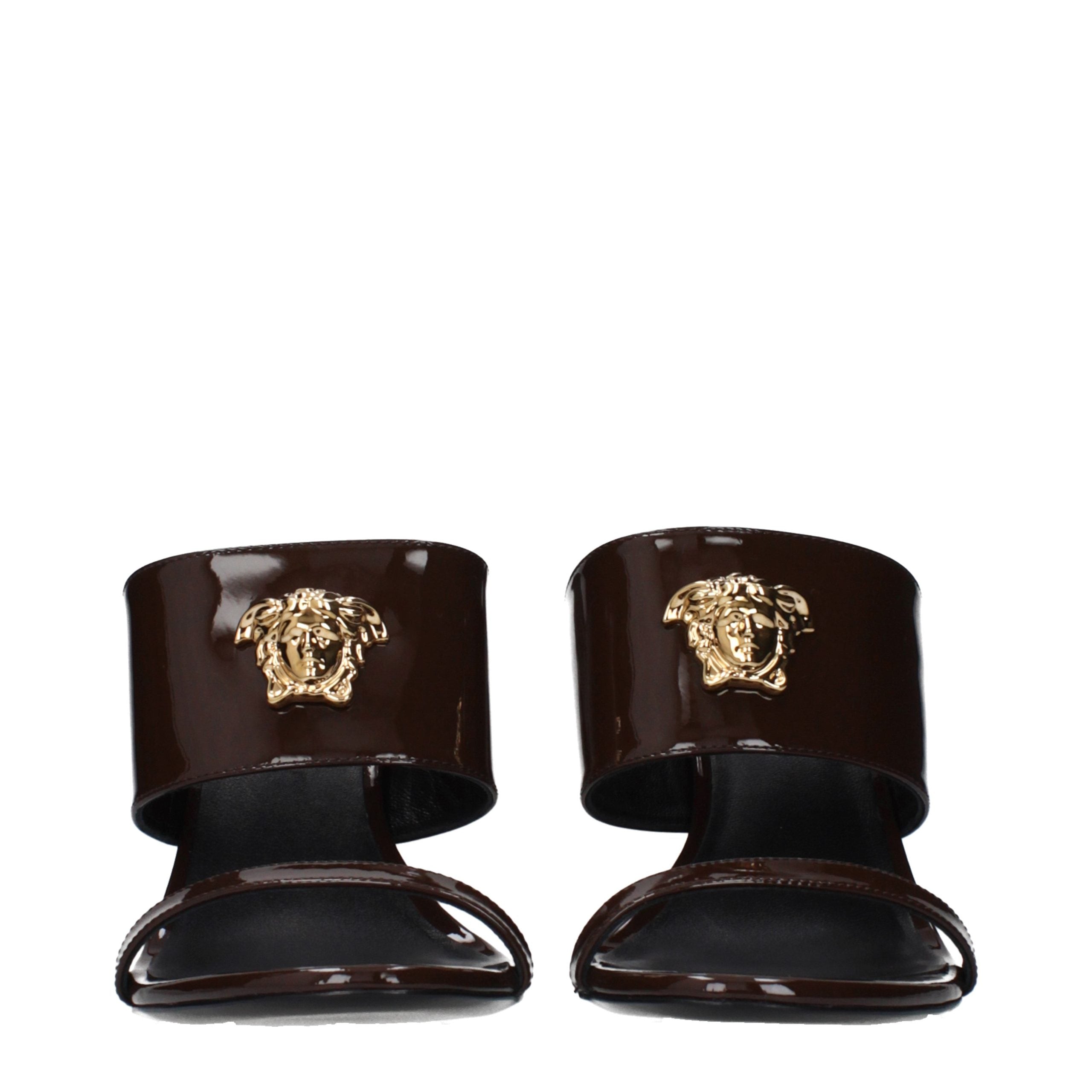 Versace Braune Ledersandalen mit Stilettoabsatz