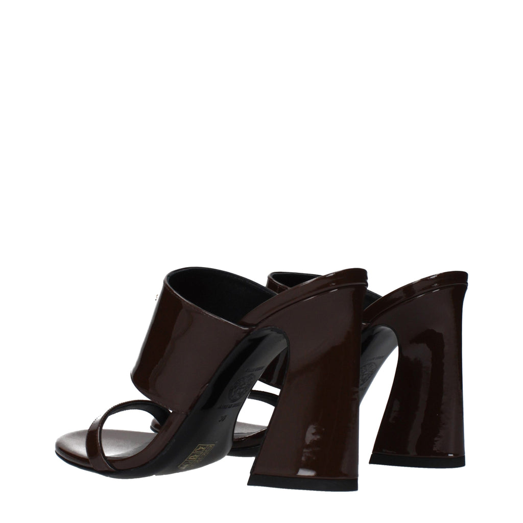Versace Braune Ledersandalen mit Stilettoabsatz