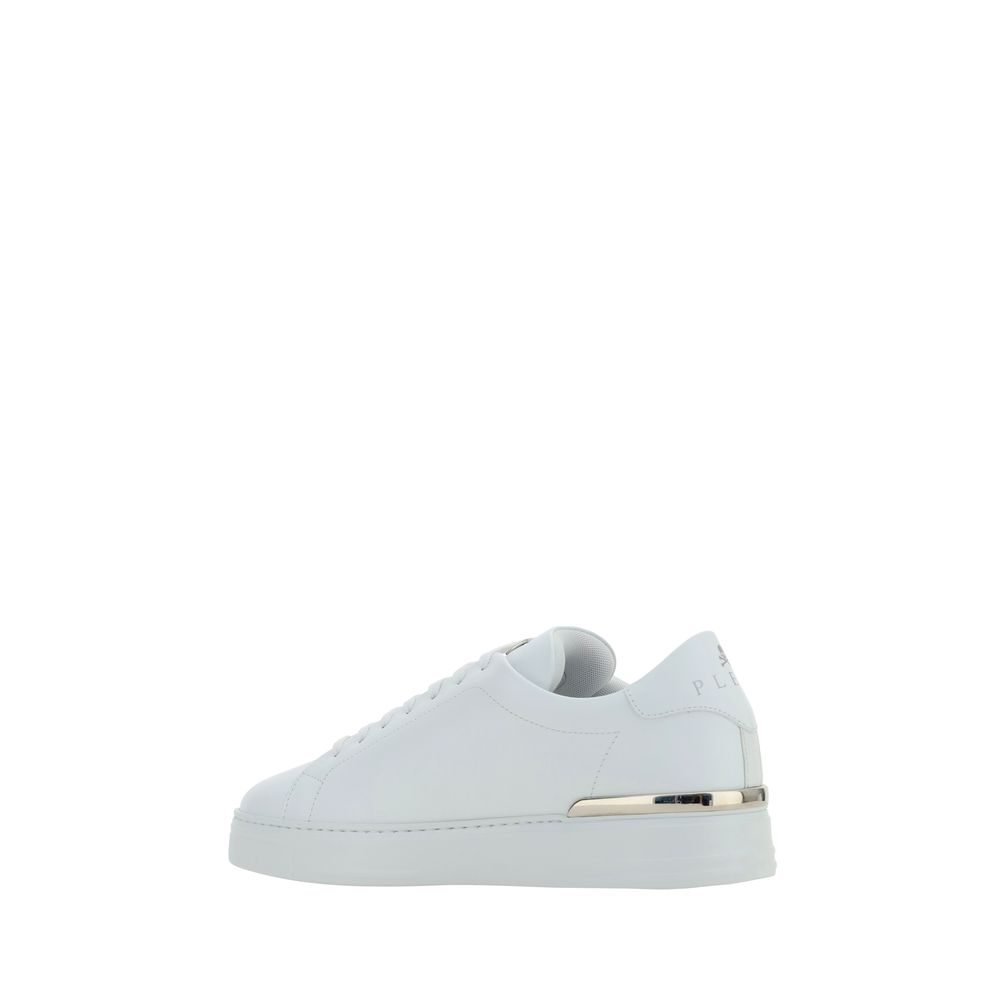 Philipp Plein Weiße Bos Taurus Kalbsleder Low-Top-Sneaker