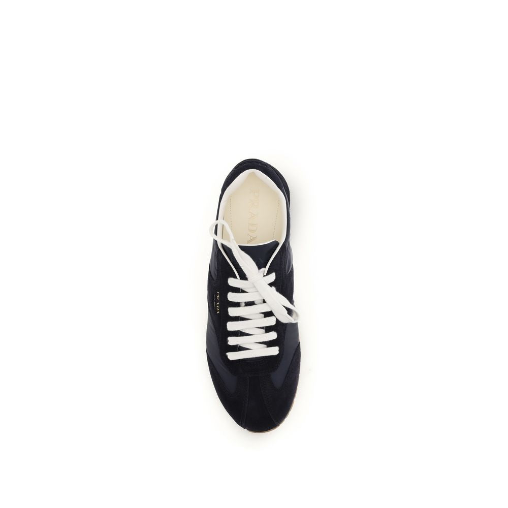 Prada Blaue Kalbsleder Bos Taurus Low-Top-Sneaker