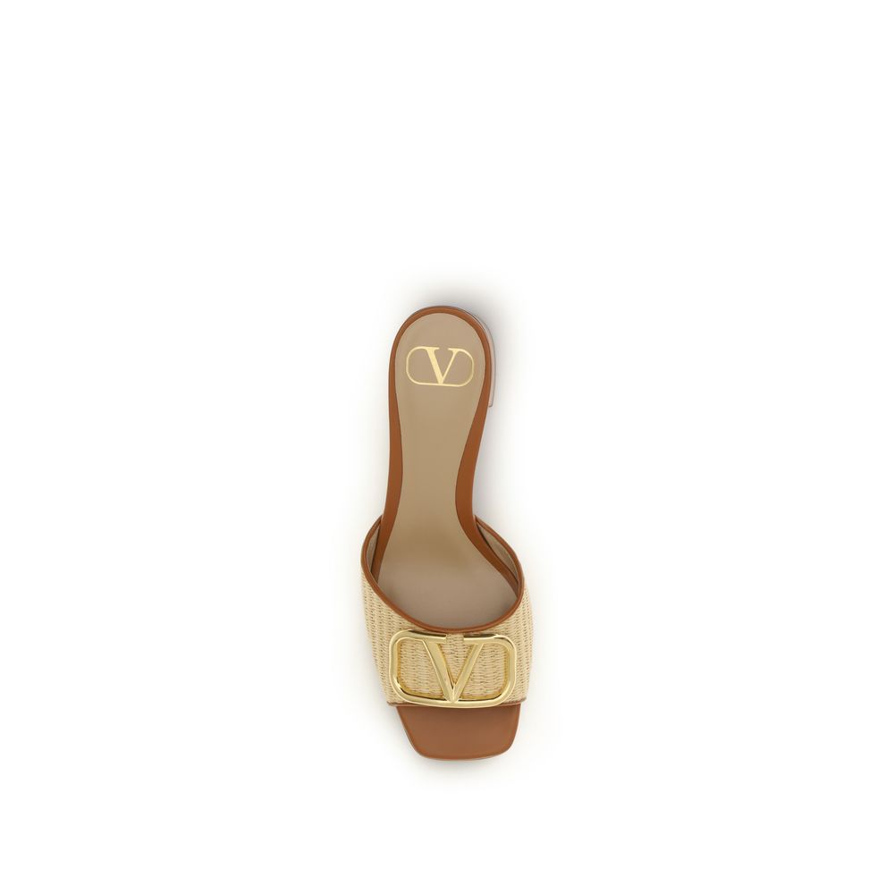 Valentino Garavani Beige Calf Leather Bos Taurus Platform Sandals
