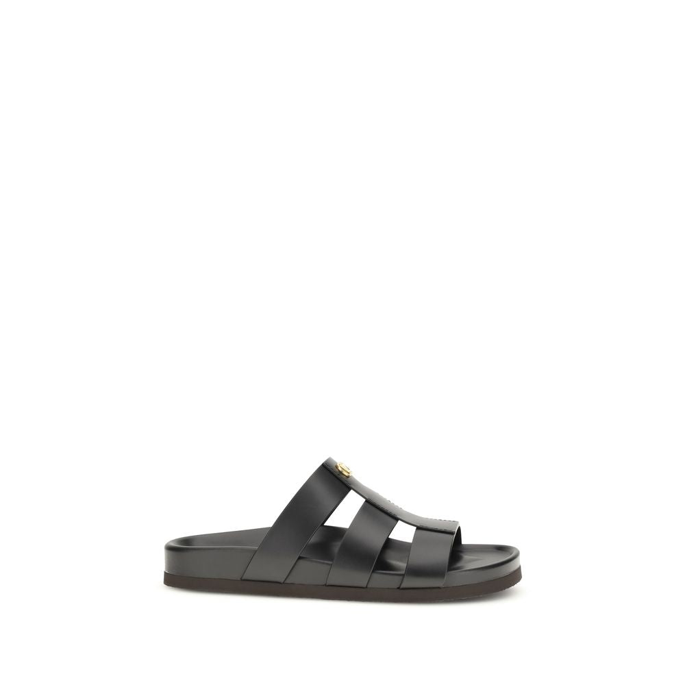 Valentino Garavani Schwarze Bos Taurus Kalbsleder-Sandalen