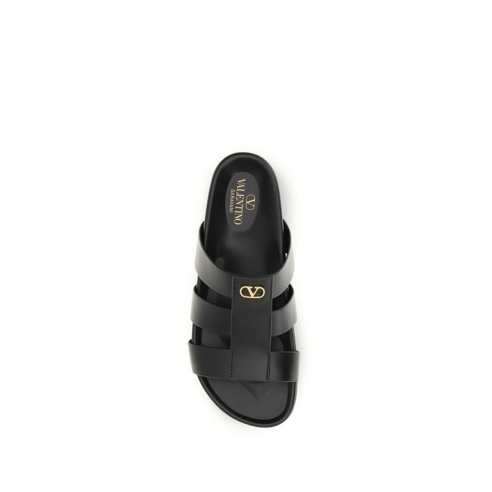 Valentino Garavani Schwarze Bos Taurus Kalbsleder-Sandalen