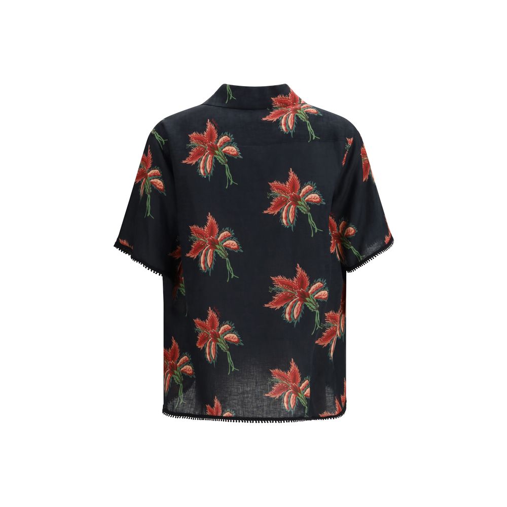 Valentino Schwarzes Hemd mit Leinenmuster