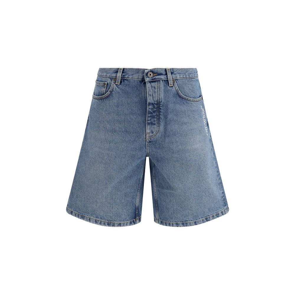 Off-White Blaue Baumwoll-Bermudashorts