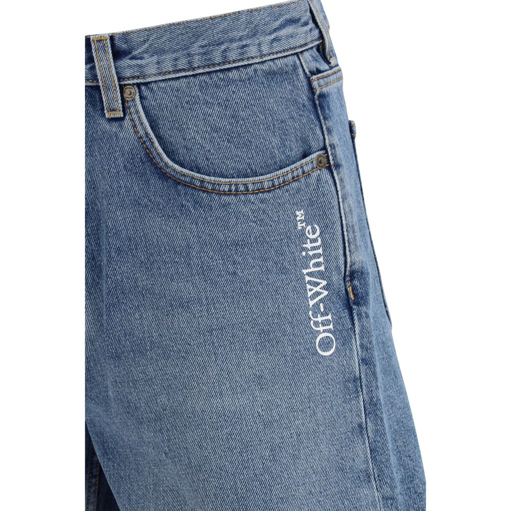 Off-White Blaue Baumwoll-Bermudashorts