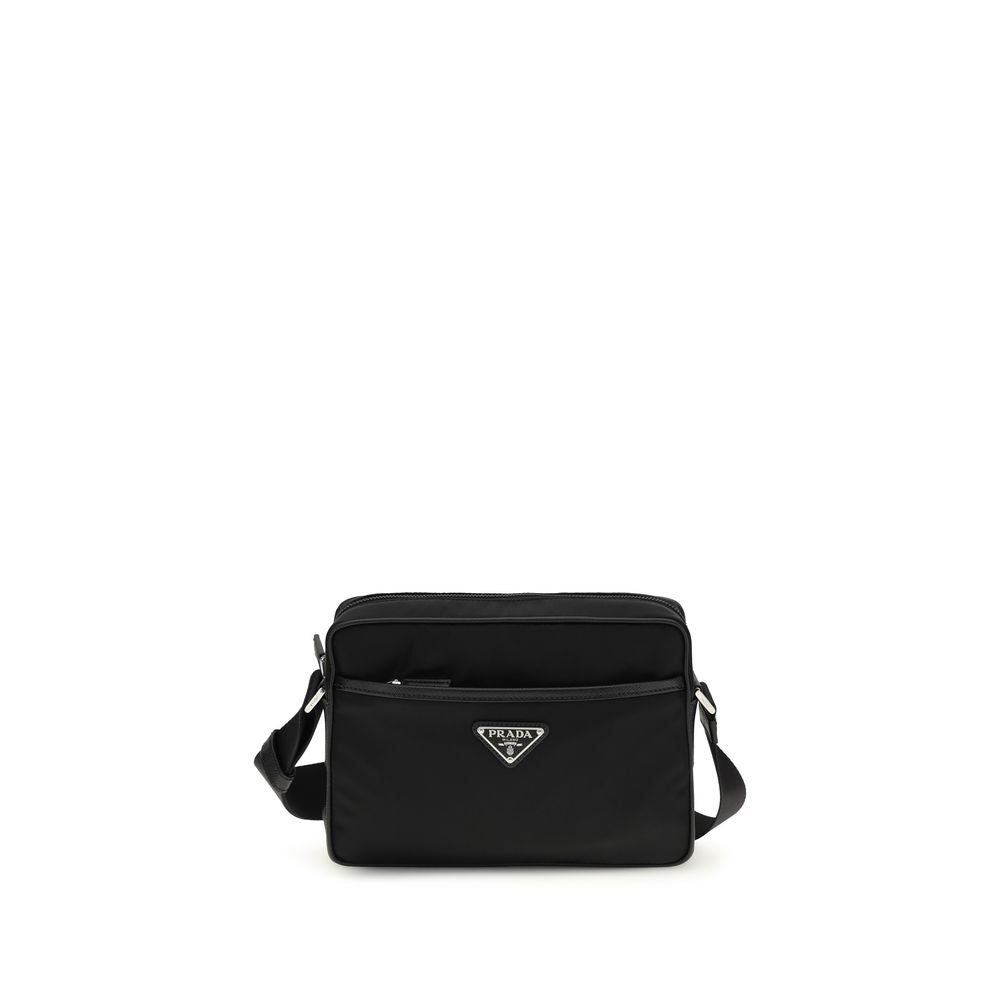 Prada Schwarze Schultertasche aus recyceltem Polyamid