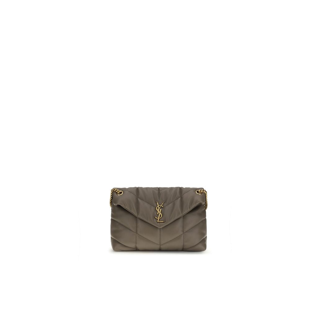 Saint Laurent Graue Lammleder-Schultertasche