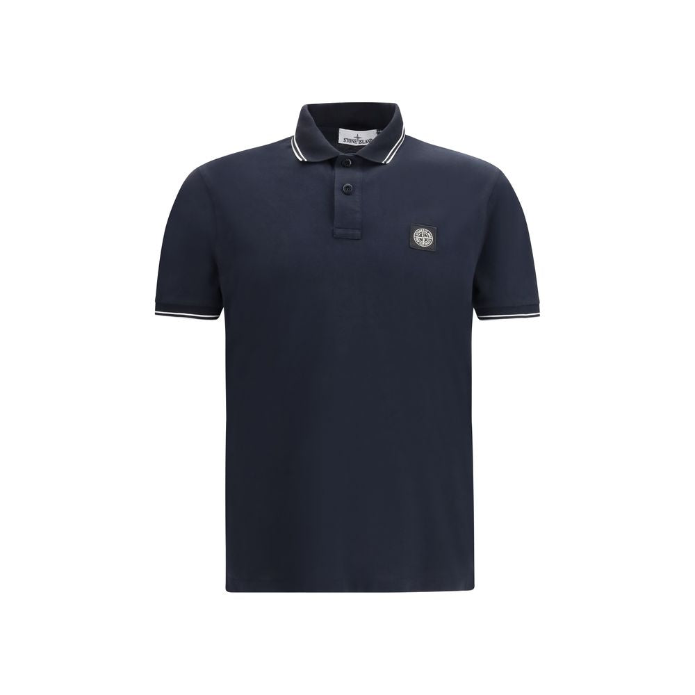 Stone Island Blaues Baumwoll-Polohemd