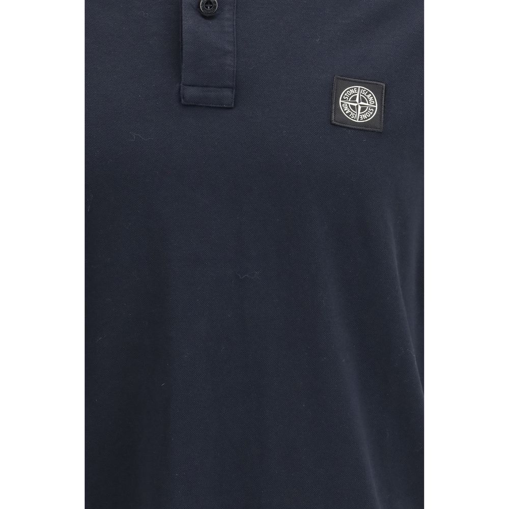 Stone Island Blaues Baumwoll-Polohemd