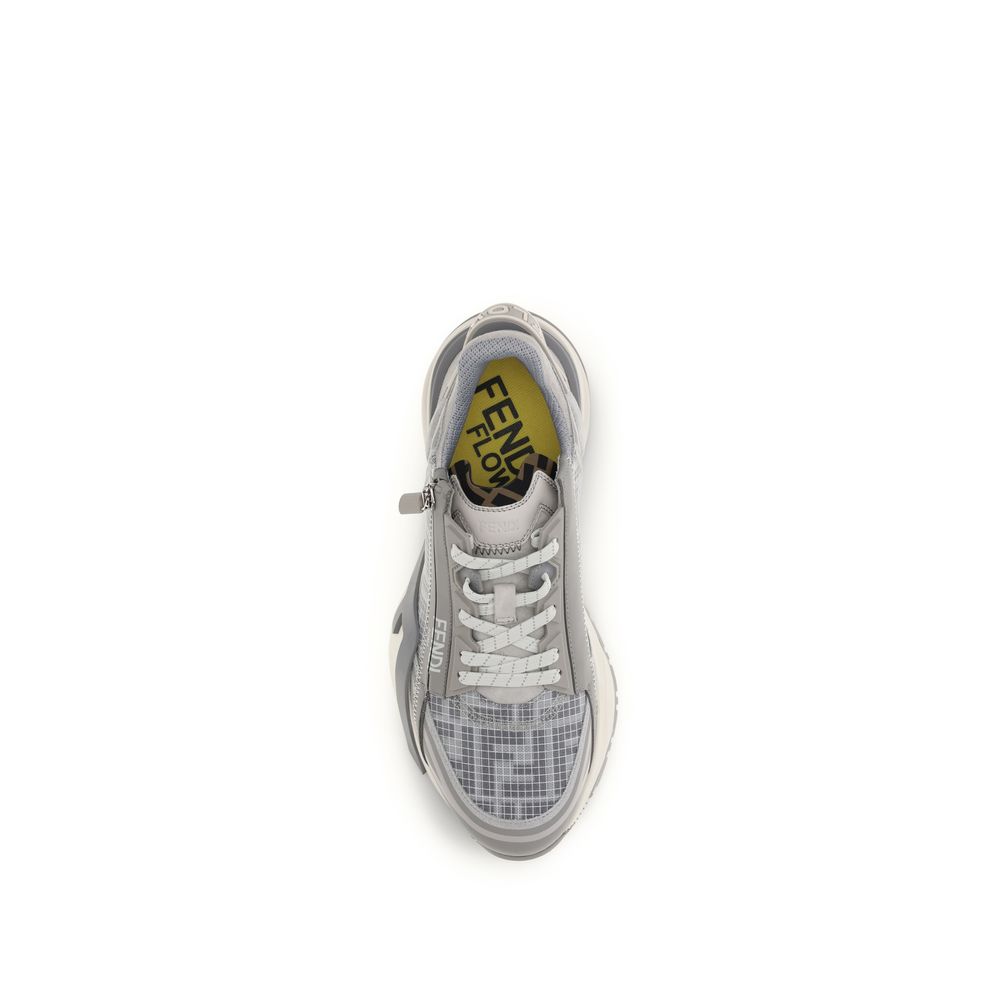 Fendi Graue Bos Taurus Kalbsleder Athletic Sneaker