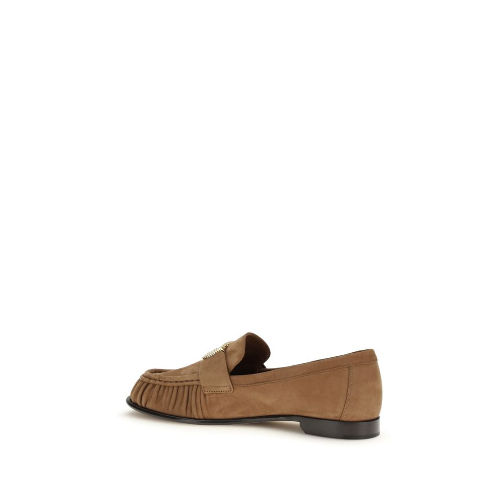 Fendi Braune Kalbsleder Bos Taurus Slipper-Loafer