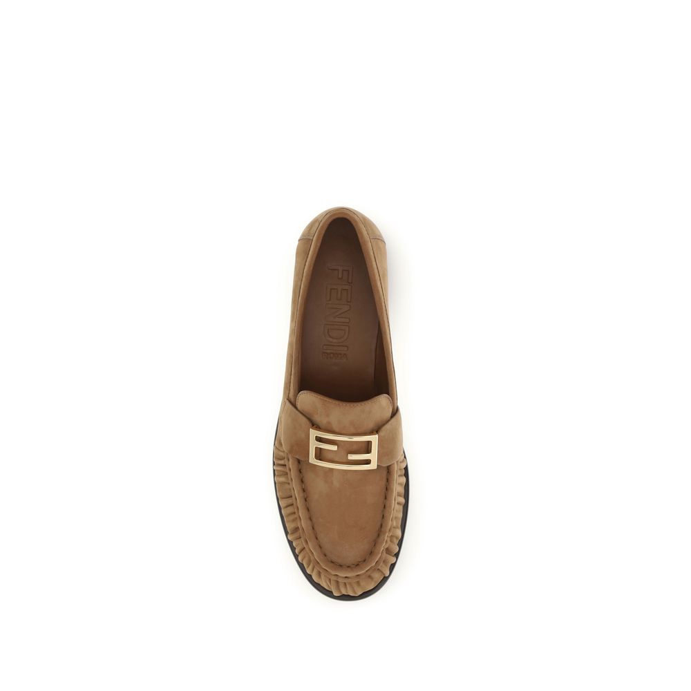 Fendi Braune Kalbsleder Bos Taurus Slipper-Loafer