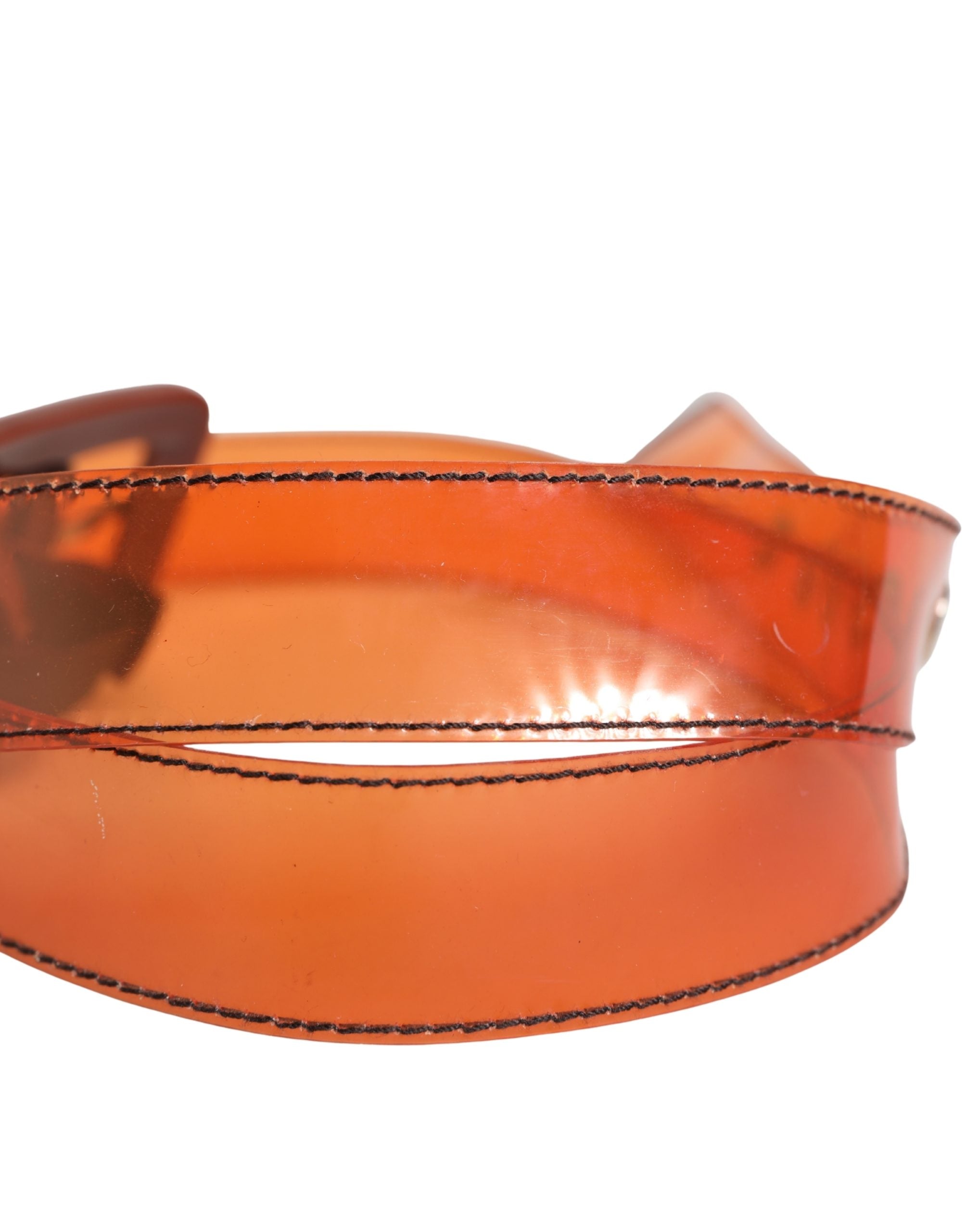 Miu Miu Orange PVC Taillengürtel mit quadratischer Schnalle für Damen