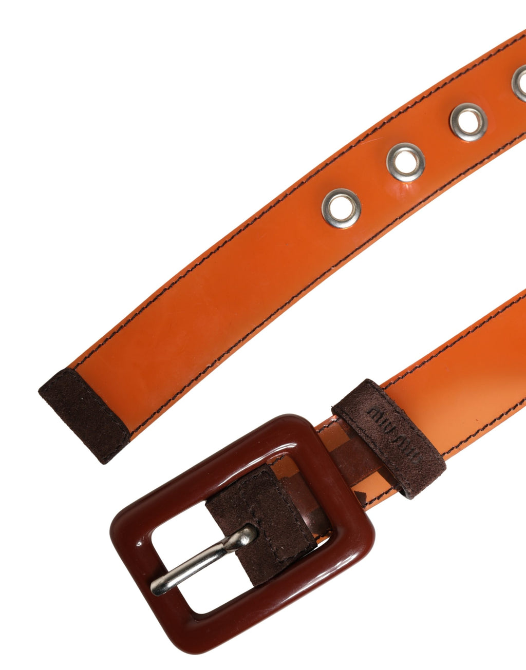 Miu Miu Orange PVC Taillengürtel mit quadratischer Schnalle für Damen