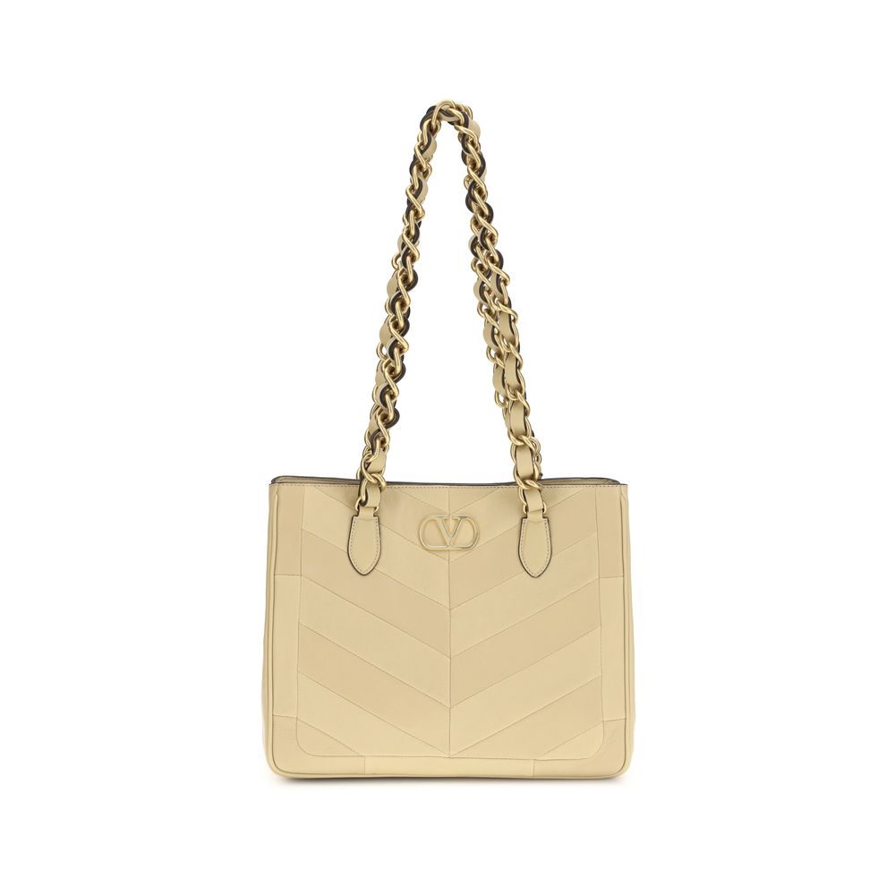 Valentino Garavani Schultertasche aus goldfarbenem Nappaleder / Kalbsleder