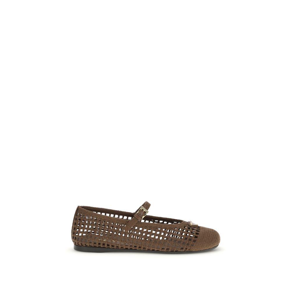 Prada Braune Ballerinas aus Baumwolle