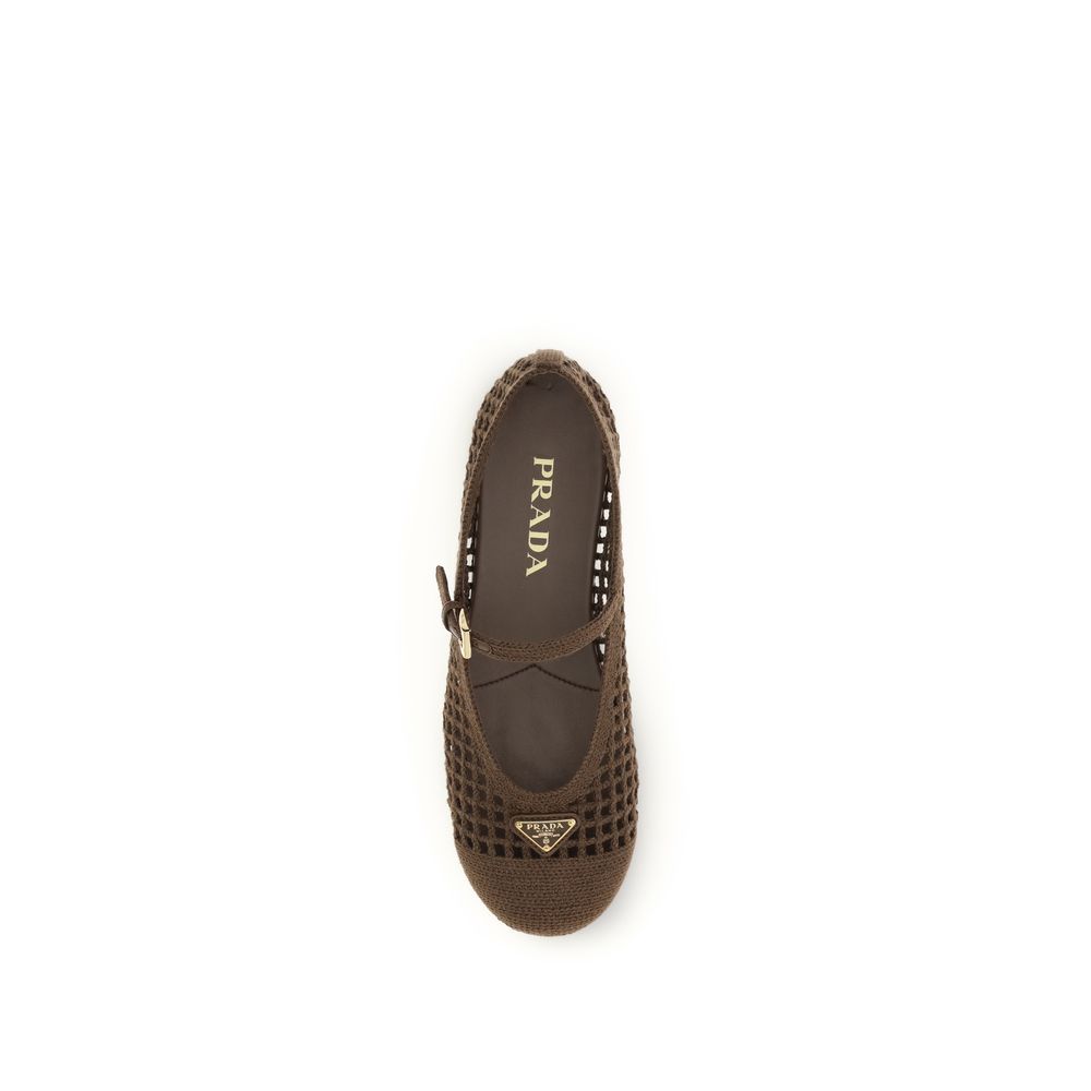 Prada Braune Ballerinas aus Baumwolle