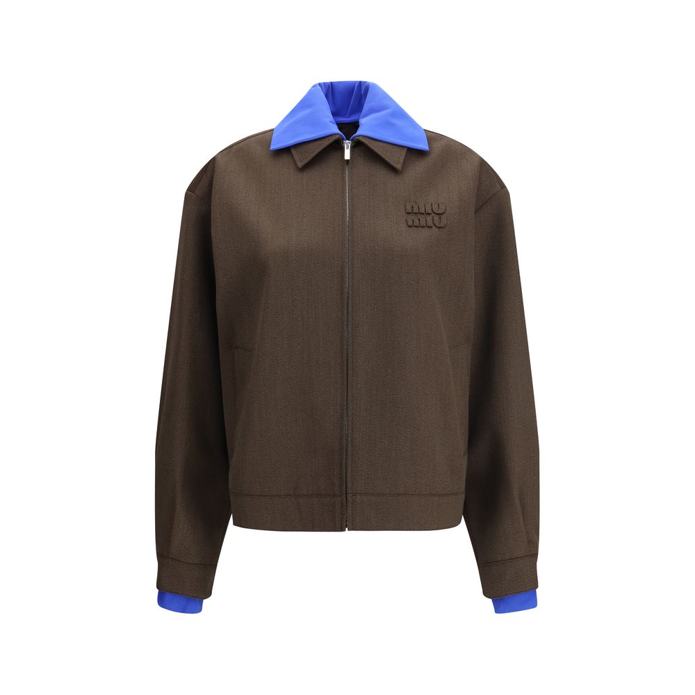 Miu Miu Brauner Bomber aus Fleece-Wolle