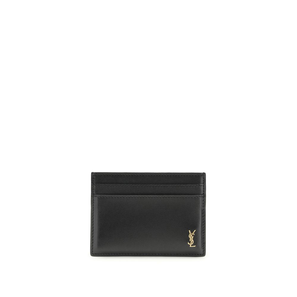 Saint Laurent Schwarzes Kalbsleder Bos Taurus Portemonnaie
