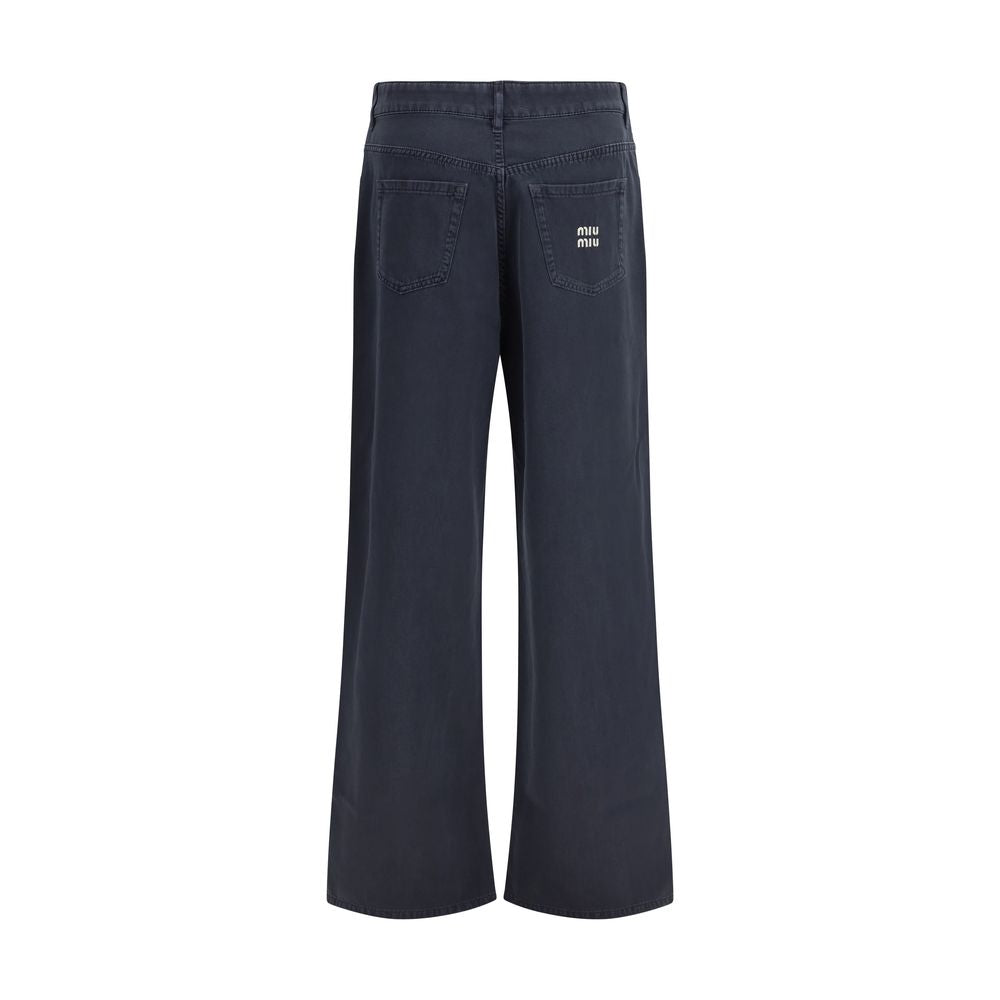 Miu Miu Blaue ausgestellte Jeans aus Baumwolle