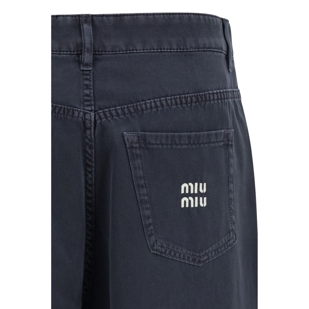 Miu Miu Blaue ausgestellte Jeans aus Baumwolle