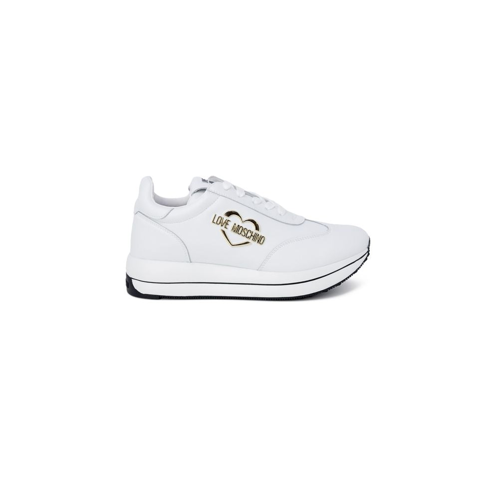Love Moschino Weiße Leder Low-Top-Sneaker