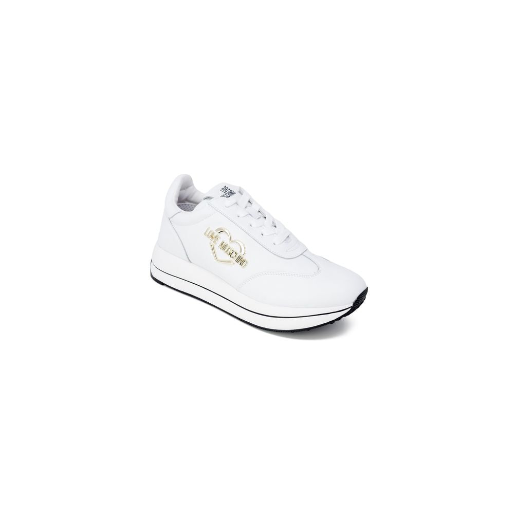 Love Moschino Weiße Leder Low-Top-Sneaker
