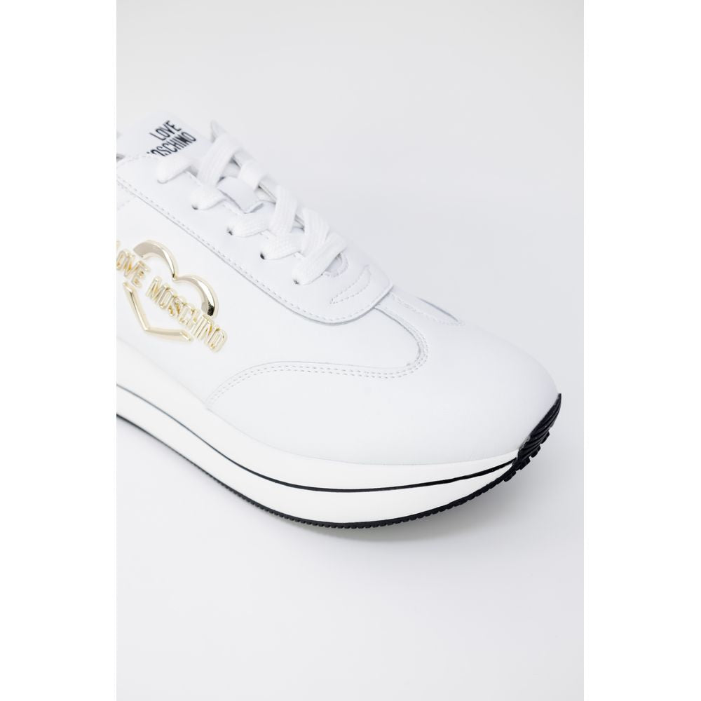 Love Moschino Weiße Leder Low-Top-Sneaker