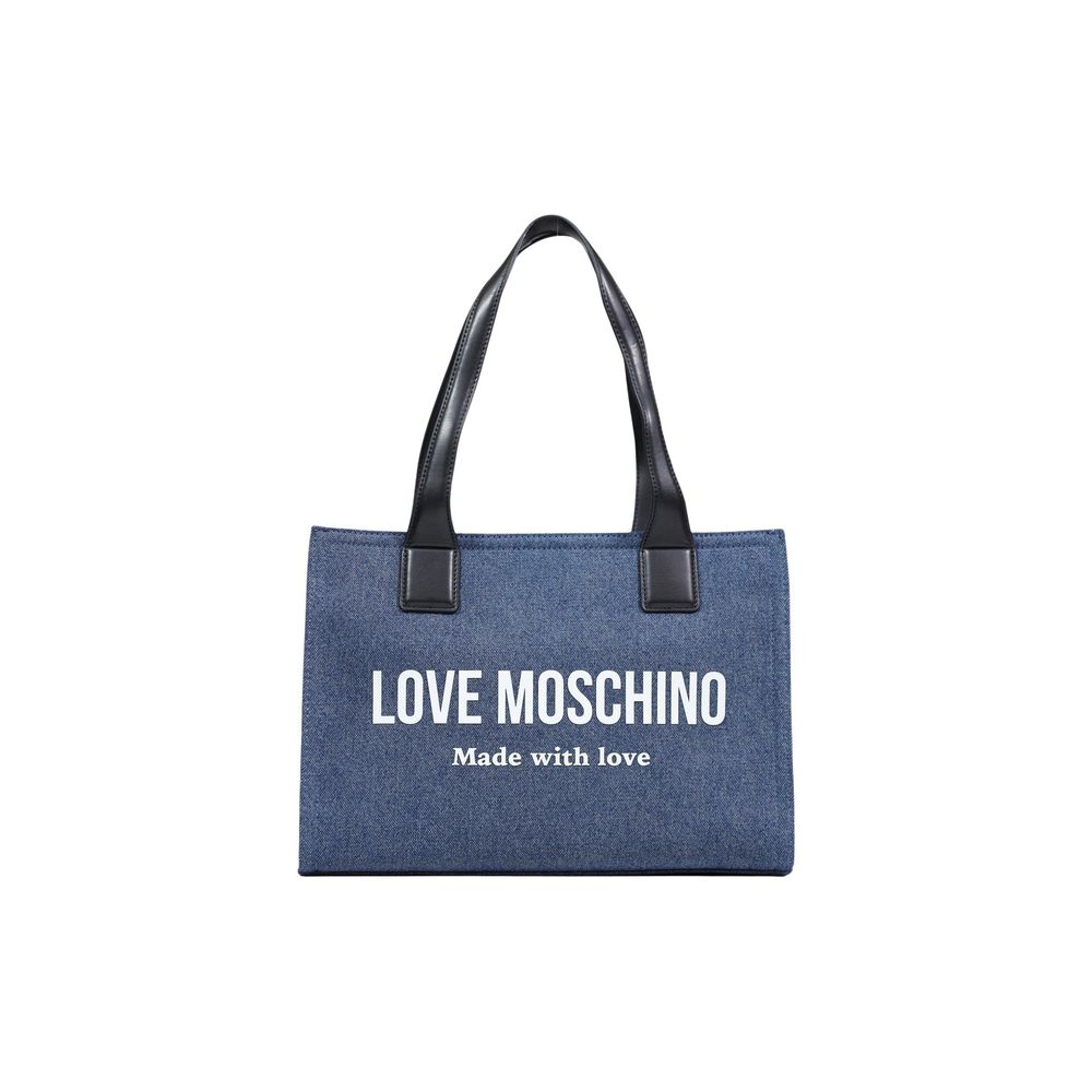 Love Moschino Blaue Baumwoll-Handtasche