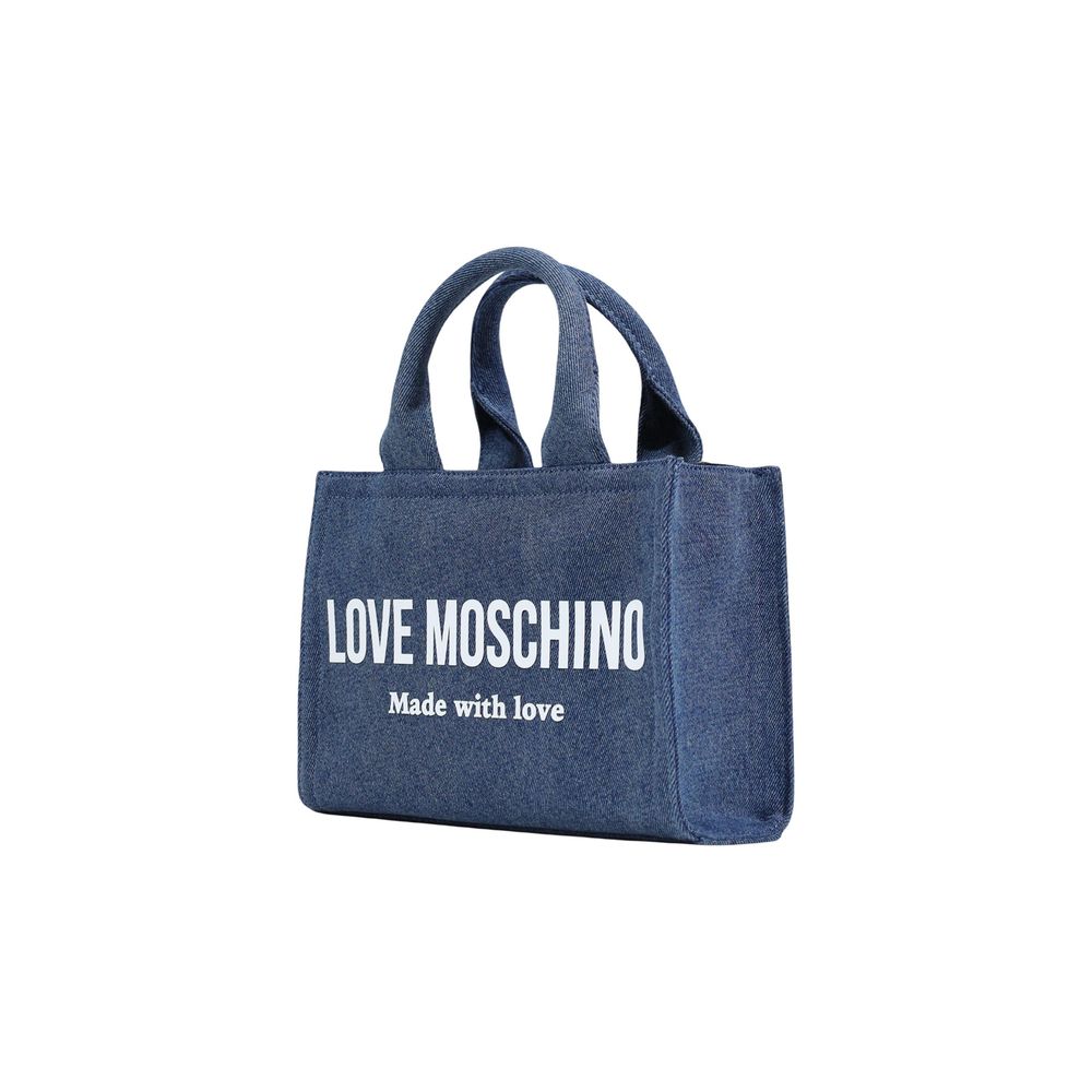 Love Moschino Blaue Baumwoll-Handtasche