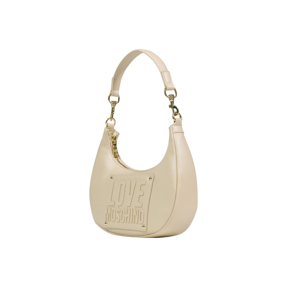 Love Moschino Cremefarbene Handtasche aus Polyurethan