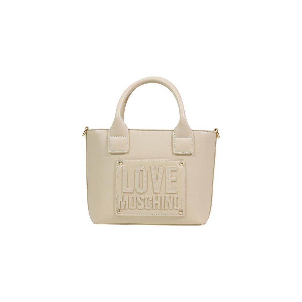 Love Moschino Cremefarbene Handtasche aus Polyethylen