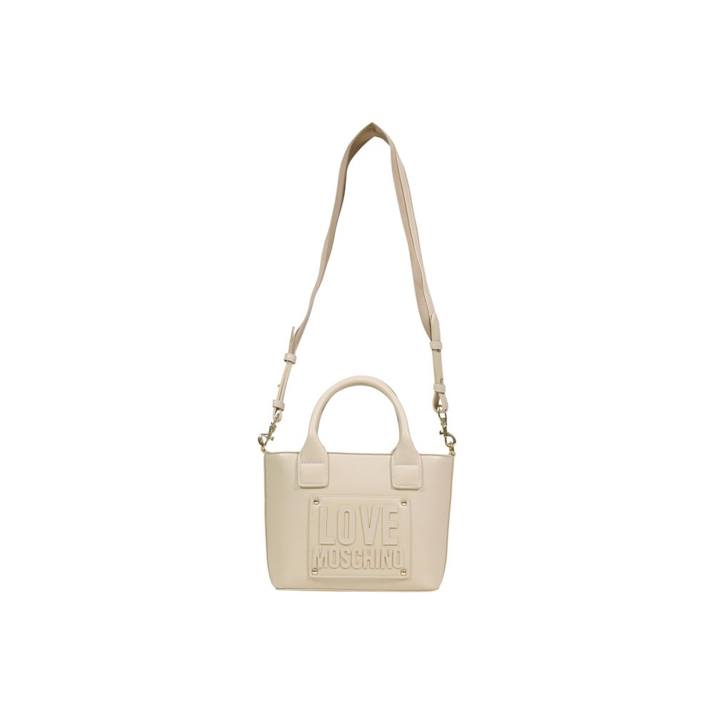Love Moschino Cremefarbene Handtasche aus Polyethylen