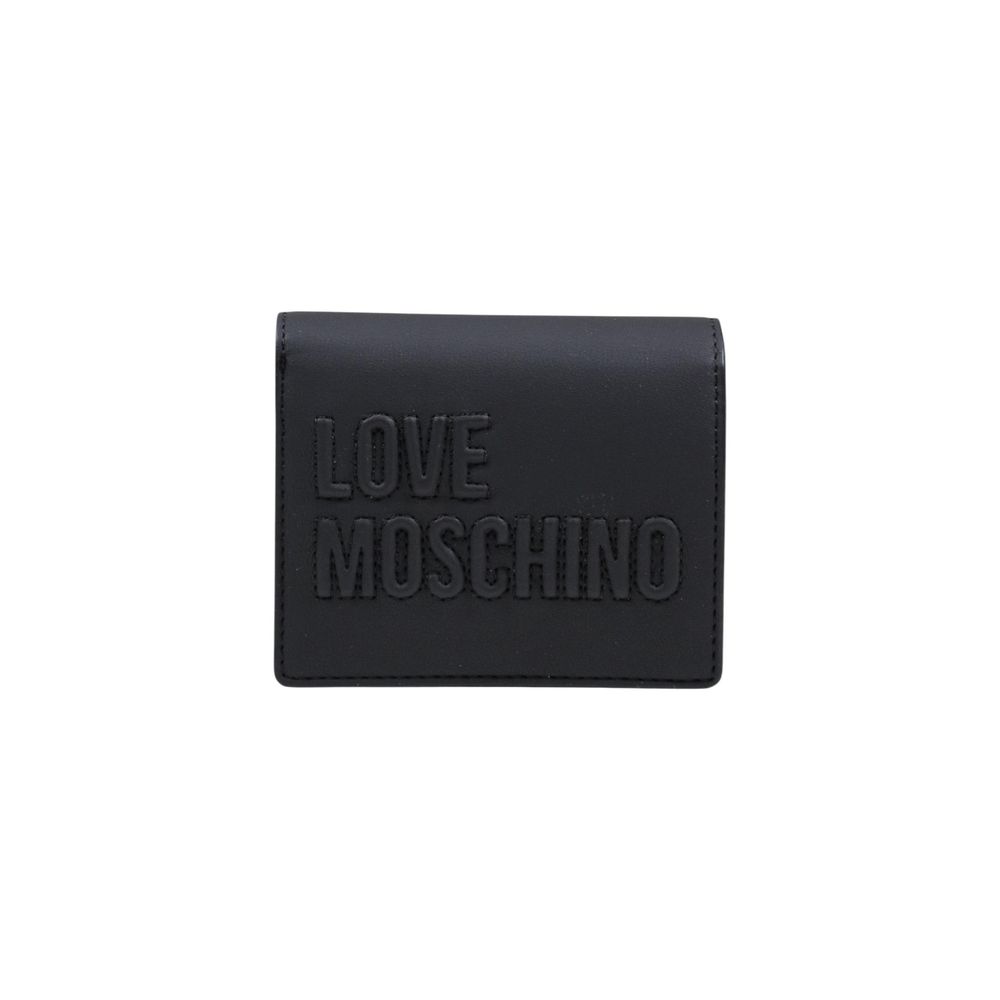 Love Moschino Schwarzes Polyurethan-Portemonnaie