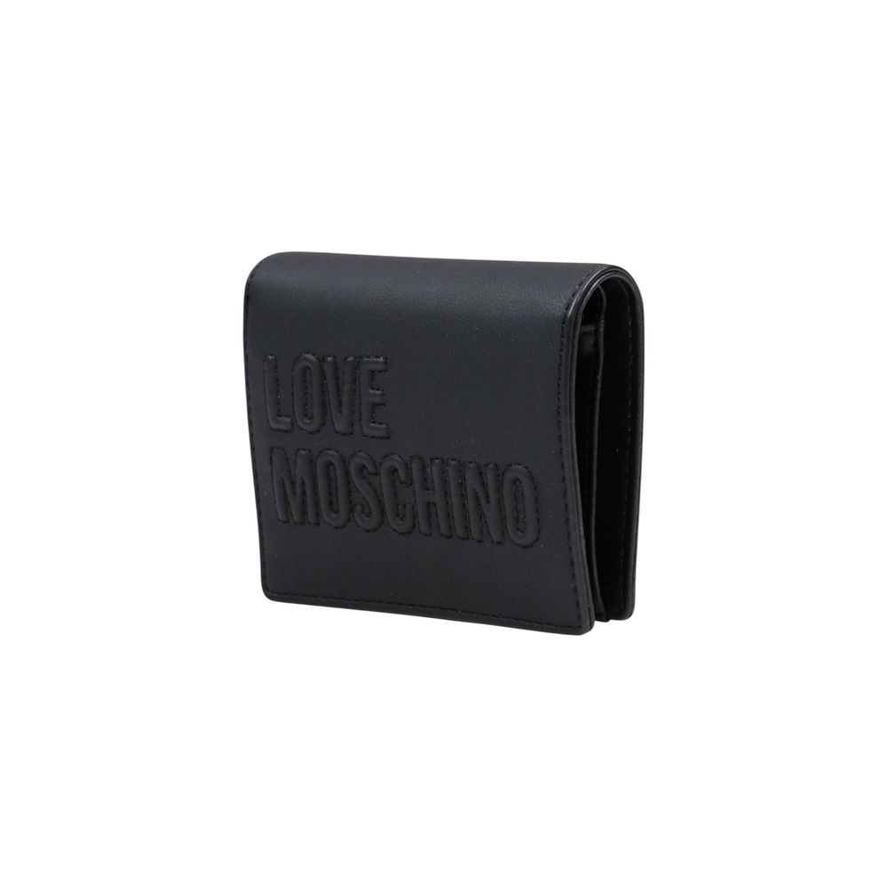 Love Moschino Schwarzes Polyurethan-Portemonnaie