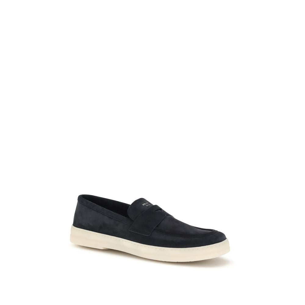 Prada Blaue Kalbsleder Bos Taurus Slipper-Loafer