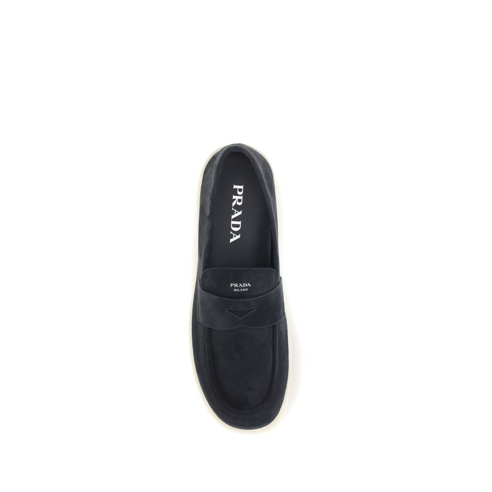 Prada Blaue Kalbsleder Bos Taurus Slipper-Loafer