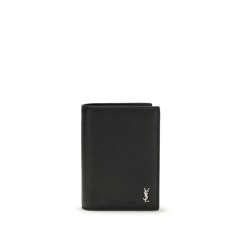 Saint Laurent Schwarzes Kalbsleder Bos Taurus Portemonnaie