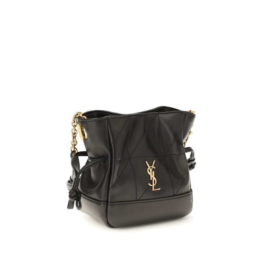 Saint Laurent Schwarze Lammleder Schultertasche Ovis Aries Aries