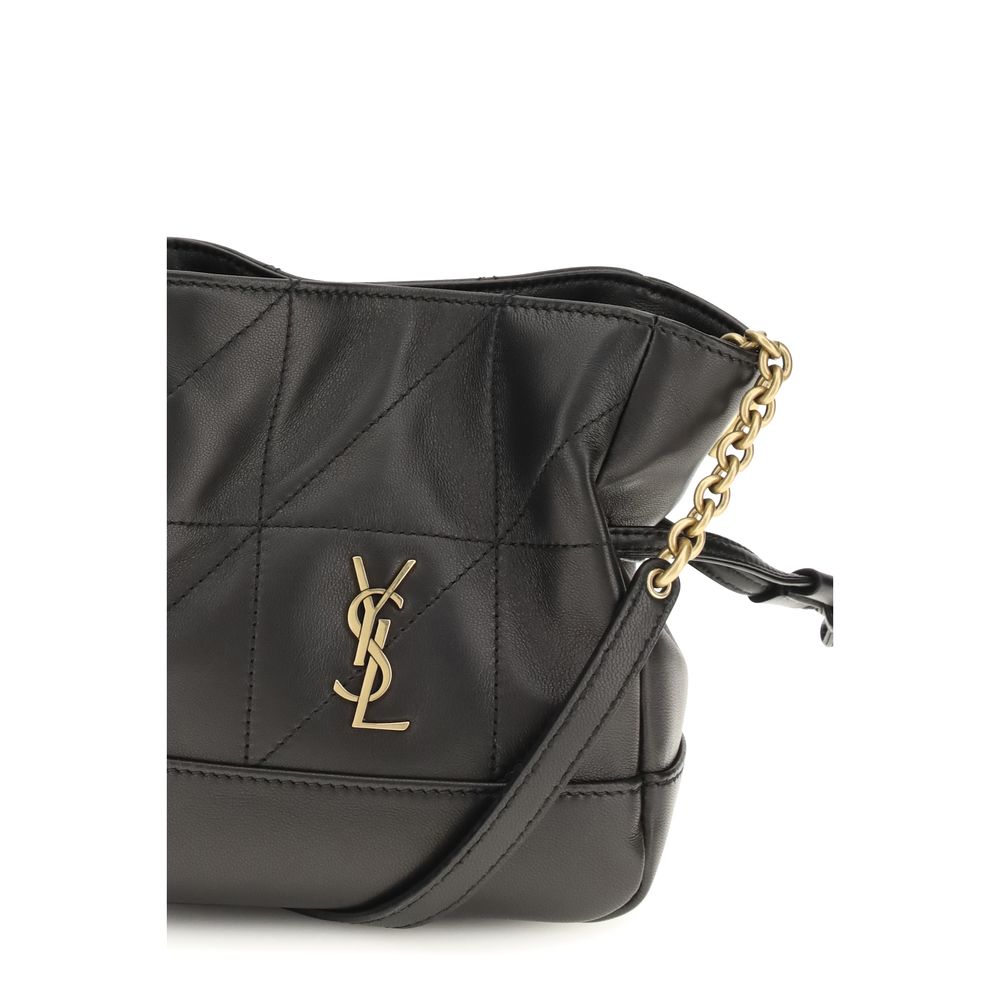 Saint Laurent Schwarze Lammleder Schultertasche Ovis Aries Aries