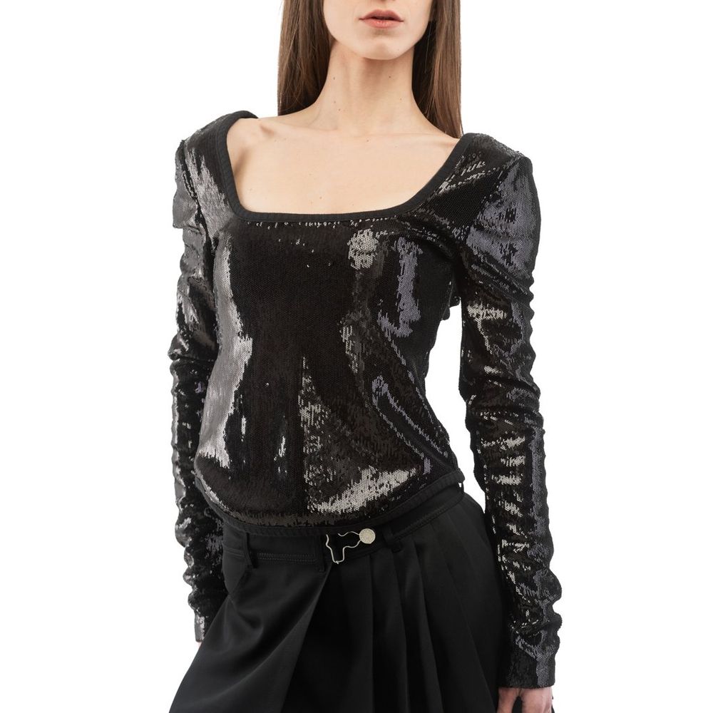 Moschino Schwarzes Langarmshirt aus Polyester
