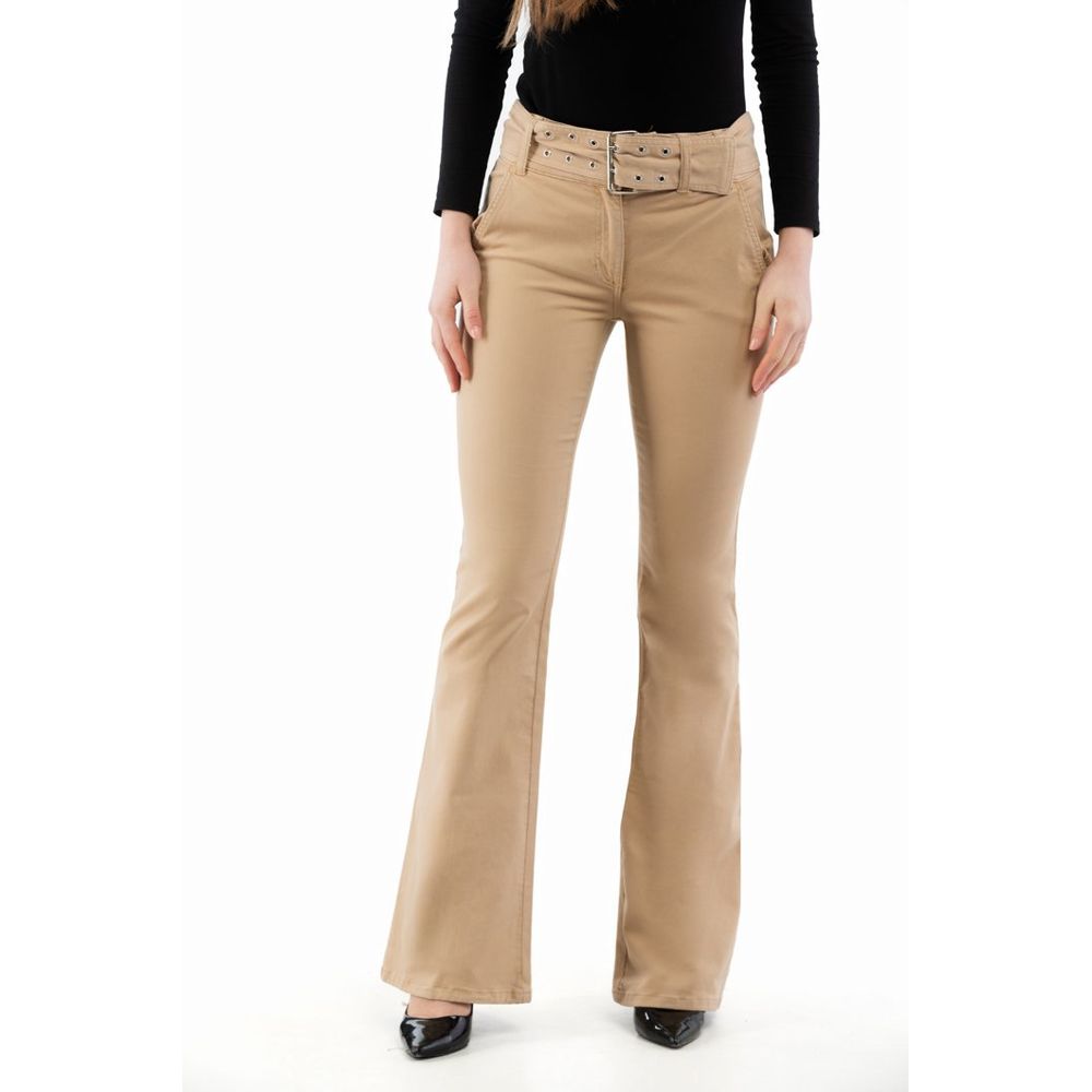 Moschino Beige Baumwollhose mit ausgestelltem Bein