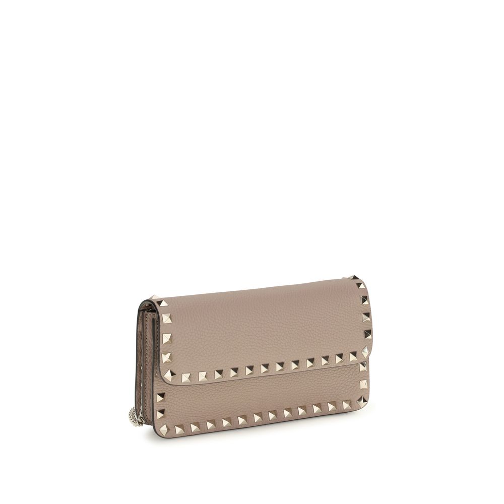Valentino Garavani Beige Kalbsleder Bos Taurus Geldbörse