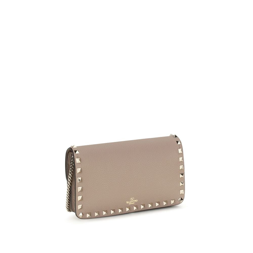 Valentino Garavani Beige Kalbsleder Bos Taurus Geldbörse