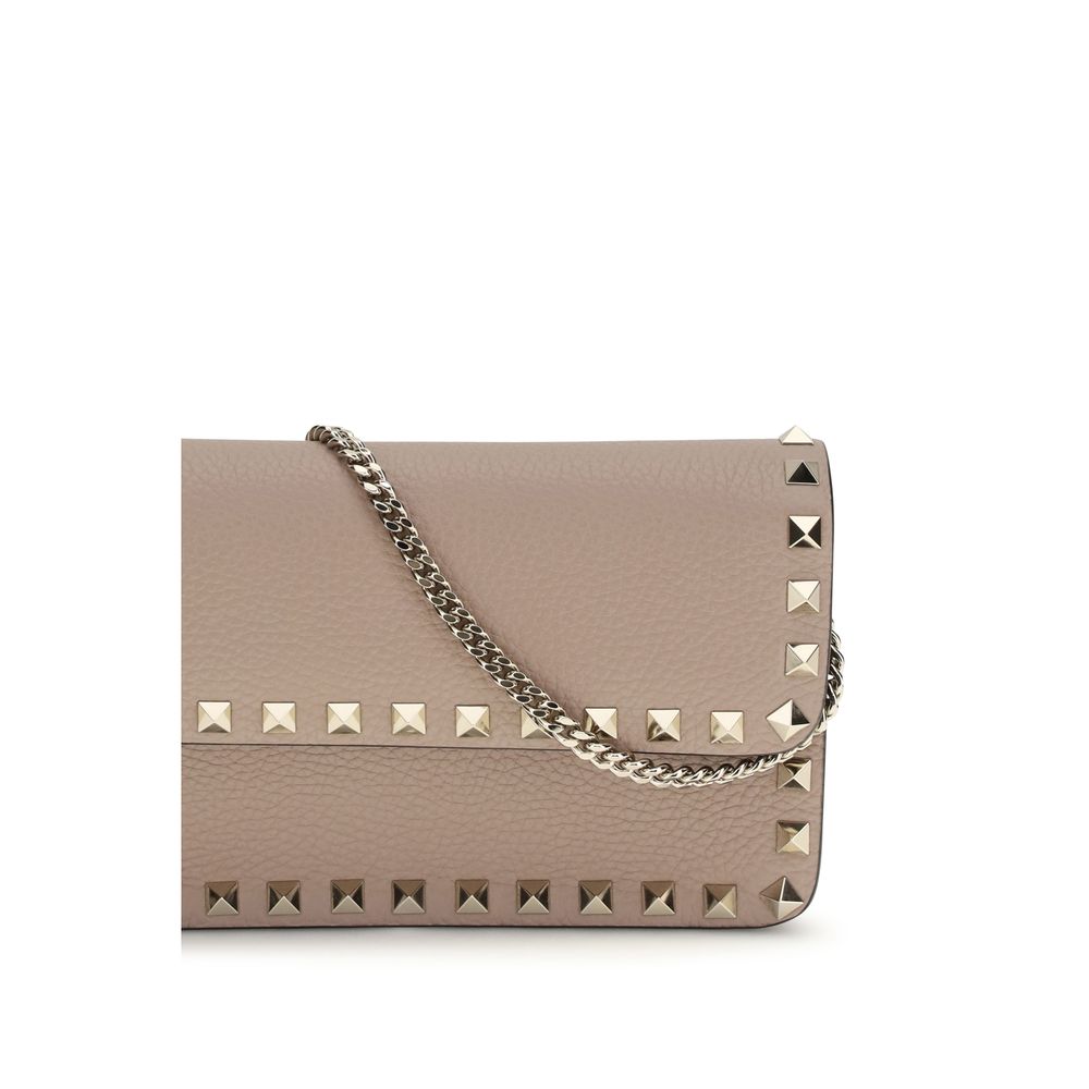 Valentino Garavani Beige Kalbsleder Bos Taurus Geldbörse