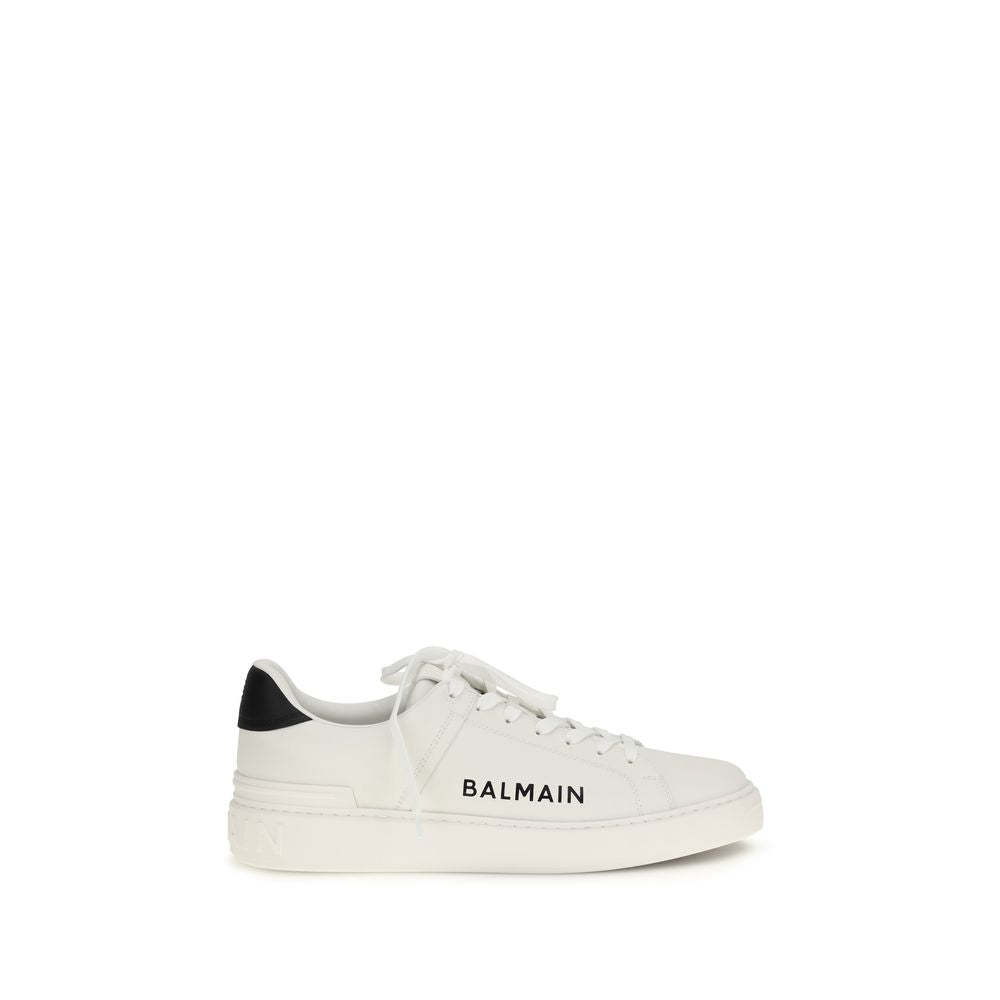Balmain Weiße Bos Taurus Kalbsleder Low-Top-Sneaker