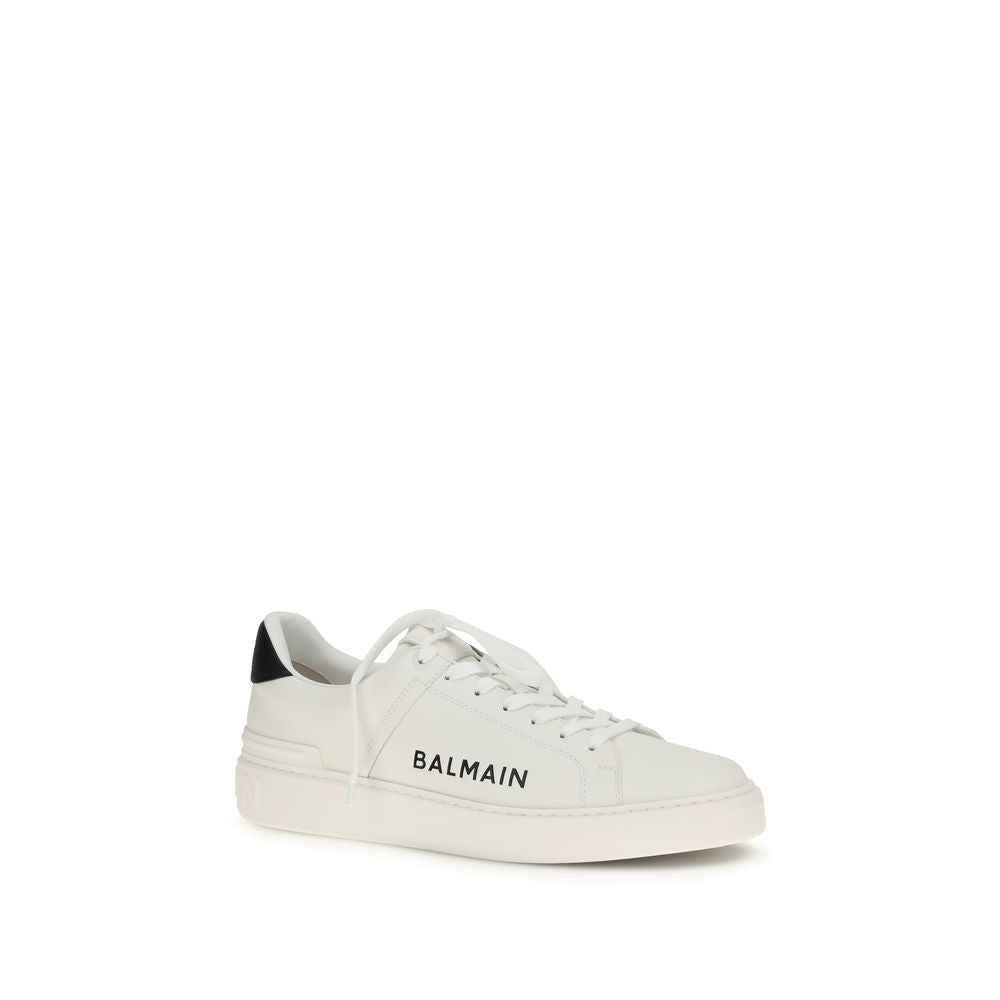 Balmain Weiße Bos Taurus Kalbsleder Low-Top-Sneaker