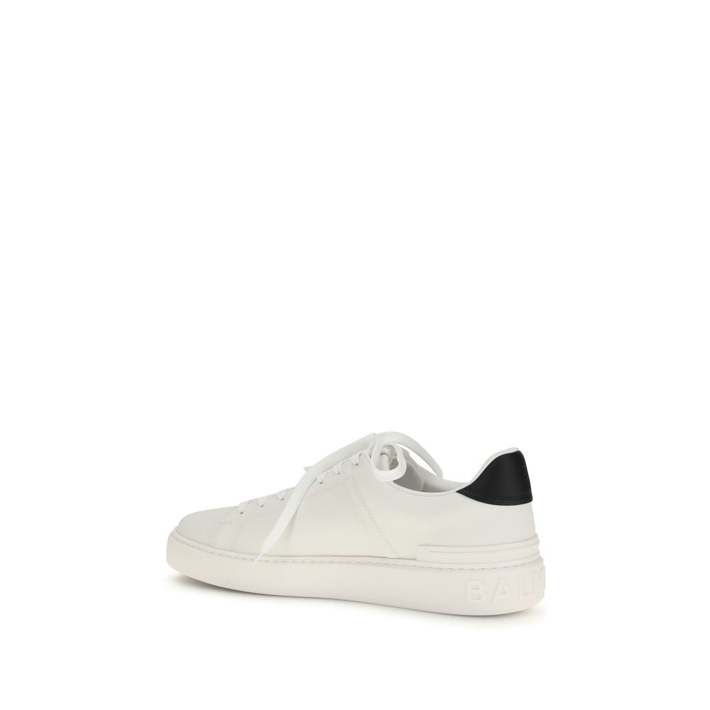 Balmain Weiße Bos Taurus Kalbsleder Low-Top-Sneaker
